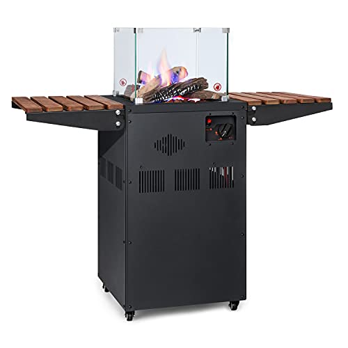 blumfeldt Flagranti - Estufa de gas butano, Ignición eléctrica, Estufa exterior, Acero inoxidable, Ruedas transporte, calentador gas butano, Hasta 13kg propano/butano/cilindros de gas, Soportes, Negro