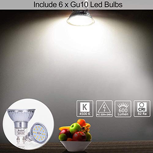 Bojim Lámparas de Techo LED Orientables, Luz de techo con Barra Giratables, Foco de Techo con 6 x 6W Bombillas GU10 600LM, 4500K Blanco Natural, Mate Negro LED Plafón para Dormitorio, Salas