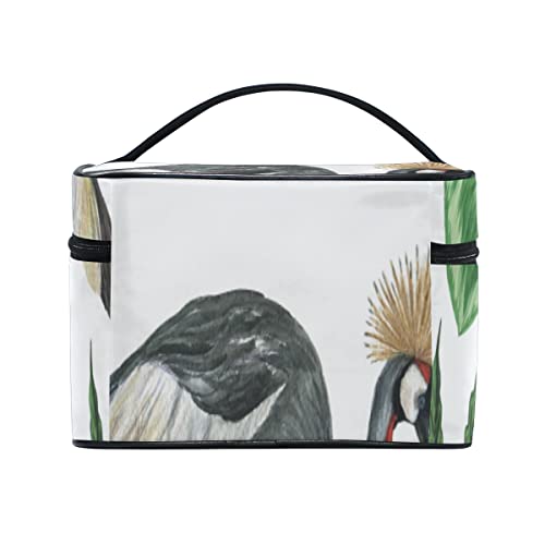 Bolsa de cosméticos Grúa coronada Africana y grúa de Cabezas Rojas con asa Superior portátil Bolsa de Maquillaje para Adultos, Mujeres y niñas, Viajes de 9x6,2x6,5 Pulgadas
