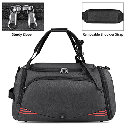 Bolsa Deporte Bolsa Gimnasio de Viaje 40L 65L Impermeable Bolsos Deportivos con Mochila Función y Compartimento para Zapatos Fin de Semana Travel Duffle Bag para Hombre y Mujer, Negro