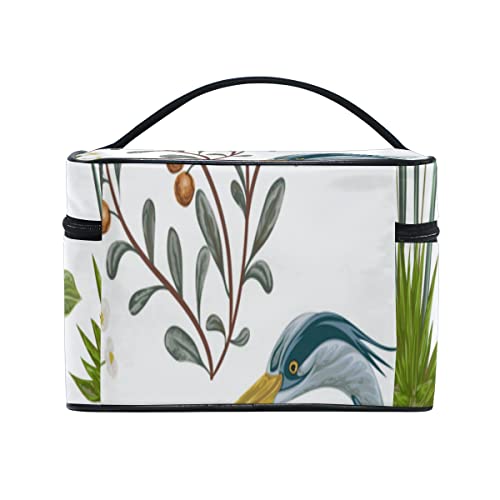 Bolsas de Maquillaje para Viajes Grúa coronada Africana y grúa de Cabezas Rojas con asa Superior portátil Organizador de Bolsas de Viaje cosmético para Mujeres y niñas Viajes 9x6,2x6,5 Pulgadas