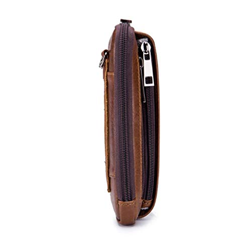 Bolso pequeño de cuero con bandolera, bolso de mano para teléfono, cartera, monedero, gancho, lazo, cintura, riñonera, viaje, acampar al aire libre, senderismo marrón