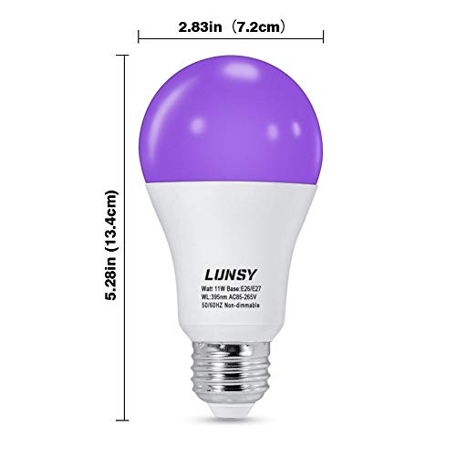 Bombilla negra Lunsy UV E27 11 W para Halloween, discoteca, discoteca, discoteca, fiesta, 2 unidades