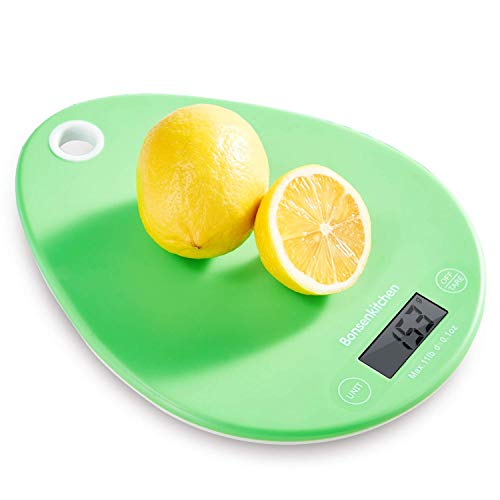 Bonsenkitchen Báscula Digital Báscula de Cocina pequeña Báscula Digital electrónica, Báscula Fina para Cocinar y Hornear en la Cocina, con Control Táctil y Sensor de Alta Precisión, Verde (KS8801)