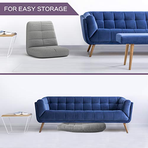 bonVIVO Sillas Plegables - Acolchadas cómodas para Leer Uso Sofa Suelo, Sillon habitacion o Silla meditacion reclinable para Relax en Color Azul y Gris