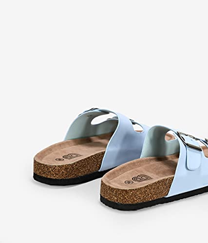 BOSANOVA Sandalias Azules Estilo Bio Planas con Hebillas Azul 41