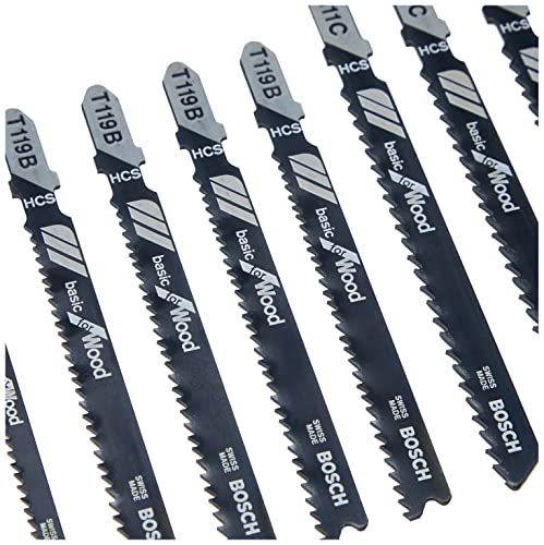 Bosch Professional Set con 10 hojas de sierra de calar Basic for Wood (para madera, accesorios de sierra de calar)