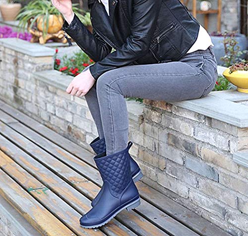Bota Agua Mujer Jardín Trabajo Lluvia Botas Antideslizante Wellington Boots Azul 40