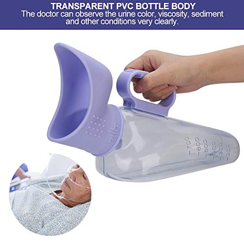 Botella de orina femenina, inodoro portátil para incontinencia con orinal con adaptador para mujer, urinario de emergencia reutilizable para mujeres en cama/personas con movimiento limitado