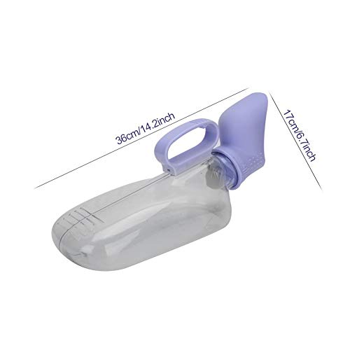 Botella de orina femenina, inodoro portátil para incontinencia con orinal con adaptador para mujer, urinario de emergencia reutilizable para mujeres en cama/personas con movimiento limitado