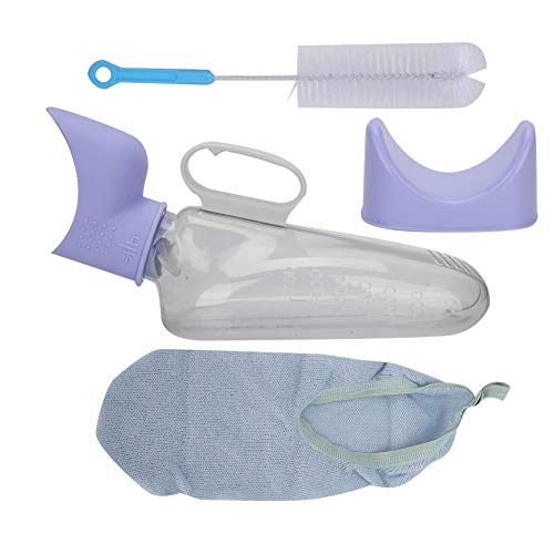 Botella de orina femenina, inodoro portátil para incontinencia con orinal con adaptador para mujer, urinario de emergencia reutilizable para mujeres en cama/personas con movimiento limitado