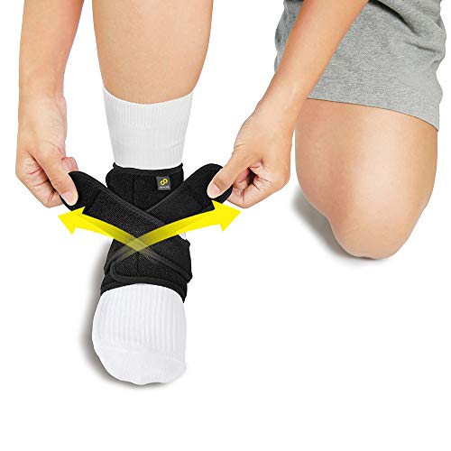 Bracoo FS10 I Tobillera Ajustable Transpirable. Alivio Eficaz de Dolor Crónico o Inflamación. Perfecto para la Rehabilitación de Lesiones y Pracitcar Deporte. Permite Calzar Normal. Negra. Talla L-XL