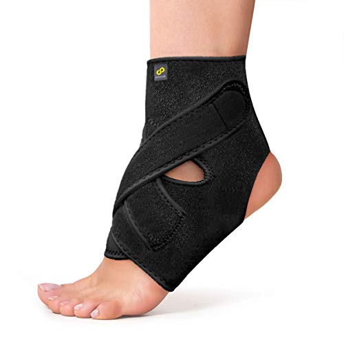 Bracoo FS10 I Tobillera Ajustable Transpirable. Alivio Eficaz de Dolor Crónico o Inflamación. Perfecto para la Rehabilitación de Lesiones y Pracitcar Deporte. Permite Calzar Normal. Negra. Talla L-XL