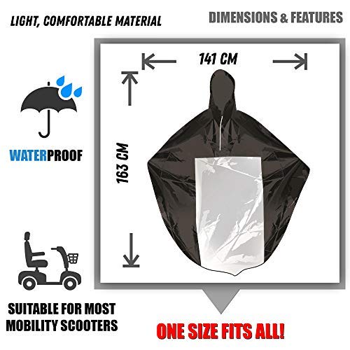 BRAMBLE Poncho de Lluvia Universal Para Scooter de Movilidad y Silla de Ruedas Eléctrica - con Capucha y Panel Transparente