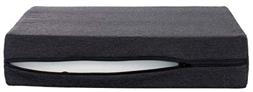 Brandsseller - Cojín en forma de cuña para silla, asiento de coche, silla de oficina (38 x 38 x 8/2 cm), algodón, Negro , 38 cm x 38 x 8/2 cm