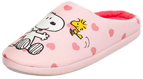 Brandsseller Zapatillas de estar por casa para mujer, diseño con motivos de Snoopy, color Rosa, talla 40/41 EU