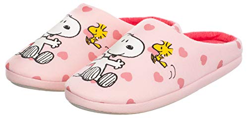 Brandsseller Zapatillas de estar por casa para mujer, diseño con motivos de Snoopy, color Rosa, talla 40/41 EU