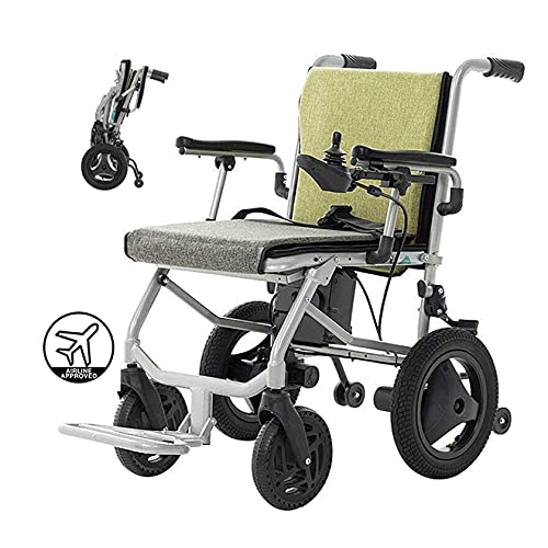 BSJZ Silla de Ruedas eléctrica, reposapiés móvil Plegable, duración de la batería 12 Millas Silla de Viaje en autobús eléctrica o Manual Asiento de 17,72 Pulgadas de anch