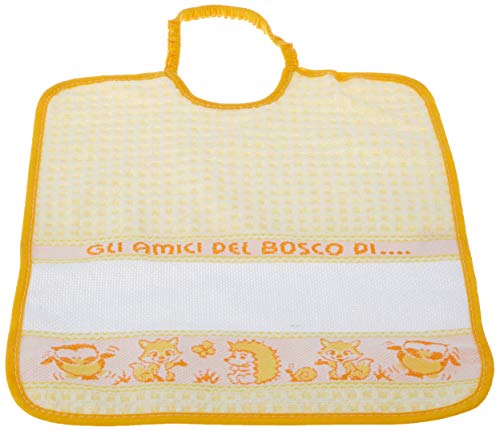Bubabù BAV275 - Juego de 6 baberos con goma elástica para bordar, diseño con los amigos del bosque, tamaño grande de rizo de algodón, 100% Made in Italy, 29 x 32 cm, multicolores