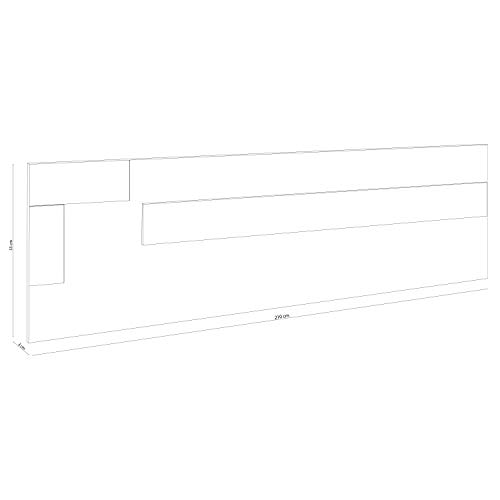 Cabezal con Led para Cama de Matrimonio, cabecero Modelo Lica Led, Color Roble y Grafito, Medidas: 210 cm (Ancho) x 55 cm (Alto) x 3 cm (Fondo)