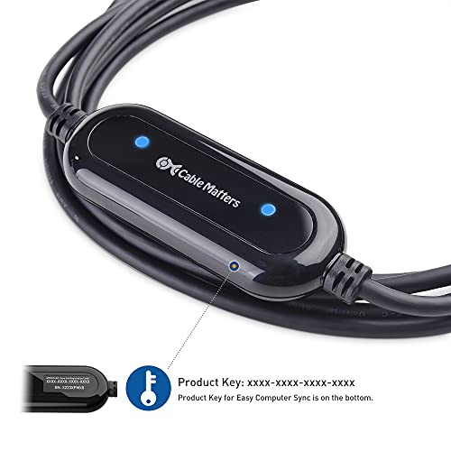 Cable Matters Cable PC a PC 2m (Cable Transferencia USB para PC, Cable Datos USB 3.0) Compatible con Windows y Mac - con código de Registro para Easy Computer Sync - 2 Metros