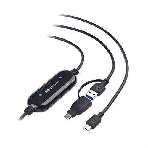 Cable Matters USB-C to USB-A Data Transfer Cable PC to PC for Windows and Mac Computer in 6.6 Feet, PClinq5 and Bravura Easy Computer Sync Software Included