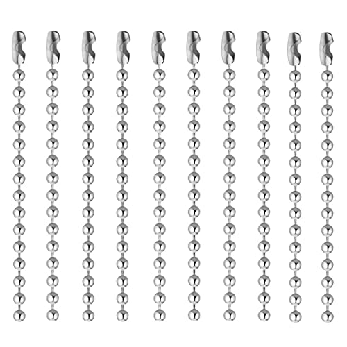 Cadenas de Bolas,100 PCS Cadena de Bolas y Cadenas de Metal Conectores de Cadena de Rodillo Extensión de Cadena Ciega Conector para Etiquetas Collar Llavero Joyería Artesanía Plata 6 Pulgadas