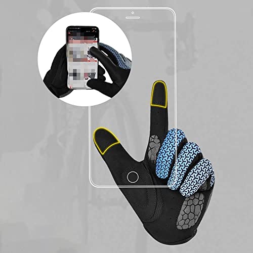 CAIXIA Guantes de ciclismo Full Finger Pantalla táctil Guante de montar for hombres Amortiguador Amortiguador Anti-patín Road Cycla Mittens transpirable equipo de jinete mitten, for Mtb Escalada en bi