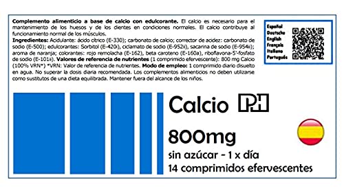 CALCIO PH 800 mg 14 comprimidos efervescentes sabor NARANJA.
