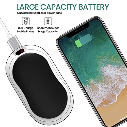 Calentador de Manos Recargable, 10000 mAh Calienta Manos Electrico, Calentador de Bolsillo eléctrico portátil, 10 Horas de Larga duración, Puerta térmica, Deportes al Aire Libre, Golf, Campin