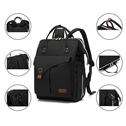 CALIYO Mochila para pañales grande, bolso cambiador multifuncional con mosquetón, para cochecito, bolsa de bebé, mochila escolar, pícnic, mochila de día, unisex, para hombre y mujer (Negro)
