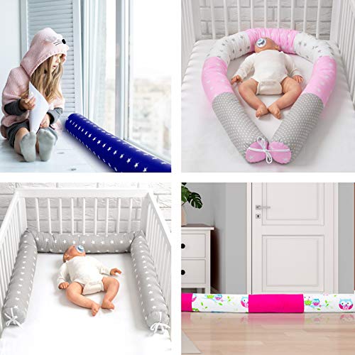 Cama de 210 cm, protector de cuna para cuna, protector de cabeza o borde protector de cantos, suave, con serpiente como accesorio de cama, accesorio de cuna, accesorio multiusos BOA04