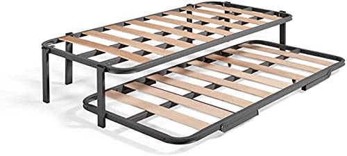 Cama Nido Metálica Reforzada con 6 Patas + 2 Colchones Viscoelásticos Viscoferta + 2 Almohadas de Fibra Tacto Pluma, 90x200 cm