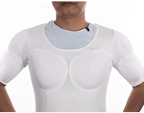 Camiseta Ajustada con músculos Falsos: Camiseta Acolchada con músculos en el Pecho Falso para Hombre, hombreras, Moldeador de Cuerpo, Ropa Interior de Manga Corta (Color : Blanc, Size : XL)