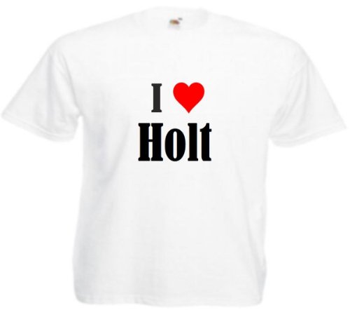 Camiseta para mujer y niño, diseño con texto "I Love Holt", color negro y blanco y rosa blanco XL