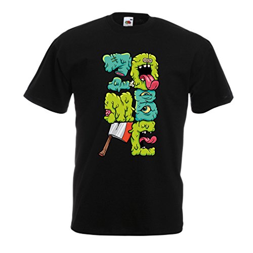 Camisetas Hombre Zombi Regalo del Friki Idea para un Regalo Inusual (XXX-Large Negro Multicolor)