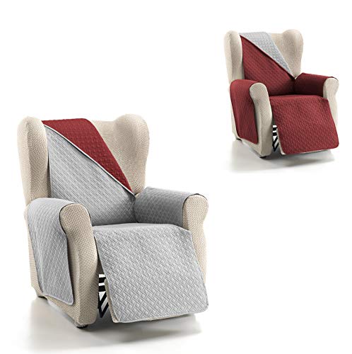 Cardenal Textil RUBÍ Cubre Sofa Bicolor Reversible, Poliéster, Rojo/Perla, 1 Plaza/Relax