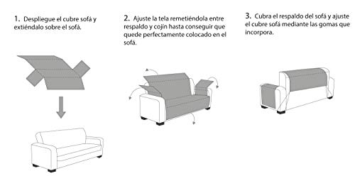 Cardenal Textil RUBÍ Cubre Sofa Bicolor Reversible, Poliéster, Rojo/Perla, 1 Plaza/Relax
