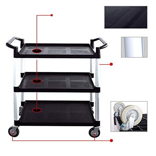 Carro de Almacenamiento de Cocina de 3Tier Serving Utility Trolley, Carro de Limpieza con Ruedas para Cocina, Hoteles, Restaurantes Y Residencias de Ancianos, T-C, S86x43x94cm
