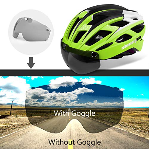 Casco bicicleta/Casco Bicic con luz,Certificado CE, casco bicicleta adulto con Visera Magnética Desmontable Gafas de Protección Super Light Casco Integral de Bicicleta Skateboarding Ski & Snowboard