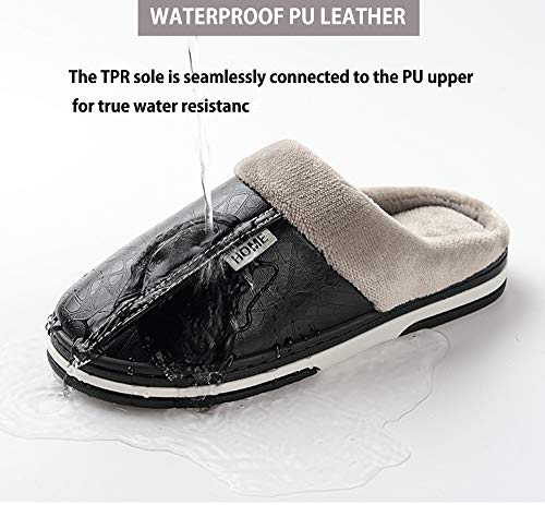 CELANDA Zapatillas de Estar por casa para Mujer Impermeables de PU Pantuflas Térmicos de Invierno Suave Algodón Casa Zapatos Cómodo Y Antideslizante (A Rojo 36/37 EU=Talla fabricante:37/38)