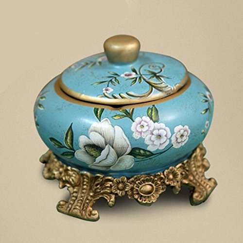 Cenicero Patrón Retro de la Azalea con la decoración de la Sala de Estar de la Tabla de café de la decoración de Las Decoraciones Creativas Masculinas Cubierta (16 * 16 * 14cm) UOMUN