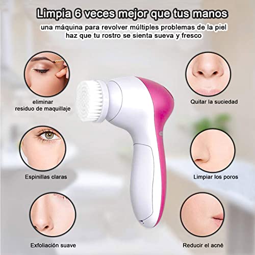 cepillo facial 5 en 1, cepillo electrico para limpieza facial, excelente limpiador exfoliante, kit facial para limpieza de poros