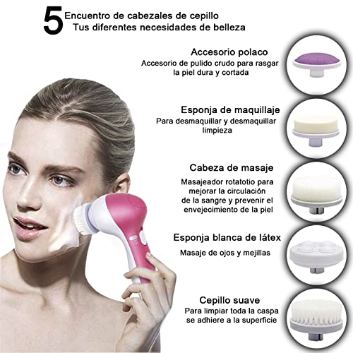 cepillo facial 5 en 1, cepillo electrico para limpieza facial, excelente limpiador exfoliante, kit facial para limpieza de poros