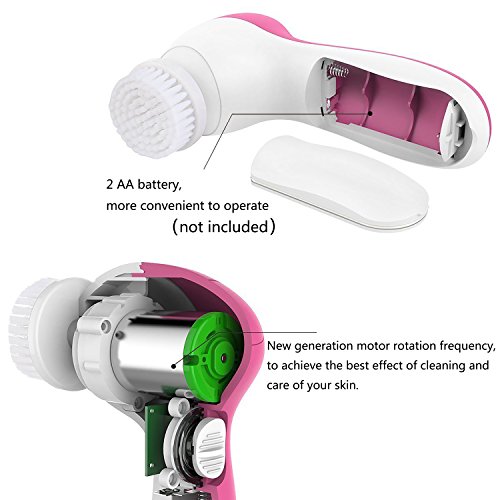 Cepillo Limpiador Facial, Cepillo Facial Exfoliante 5 in 1 Impermeable Limpiador Poros para Quitar la Espinilla Exfoliating y Masajear