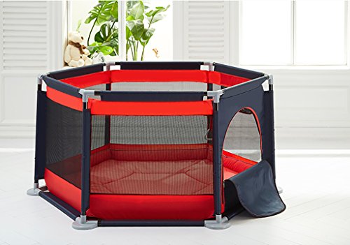 Cerca del Niño Baby Plays Baby Gateling Mat Indoor Playground Valla De Seguridad para Niños Hogar Portable Playpen (Color : Rojo)