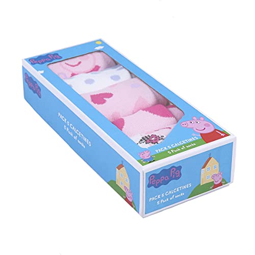 CERDÁ LIFE'S LITTLE MOMENTS 2200007756_T1516-C81 Pack de 5 Calcetines de Algodón de Peppa Pig para Niña con Licencia Oficial Disney, Multicolor, 15-16 para Niñas
