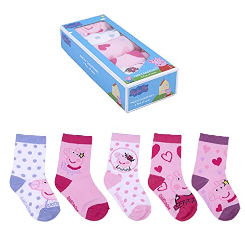 CERDÁ LIFE'S LITTLE MOMENTS 2200007756_T1516-C81 Pack de 5 Calcetines de Algodón de Peppa Pig para Niña con Licencia Oficial Disney, Multicolor, 15-16 para Niñas