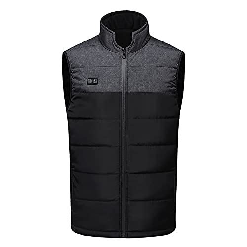 Chaleco con calefacción por USB, chaqueta eléctrica unisex con 3 niveles de calefacción, 4 zonas de calefacción para montar a caballo, esquí, pesca, actividades al aire libre, tamaños S-5XL, Negro, L