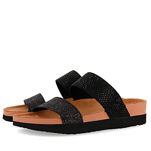 Chanclas negras con suela bio para mujer TRAPPETO